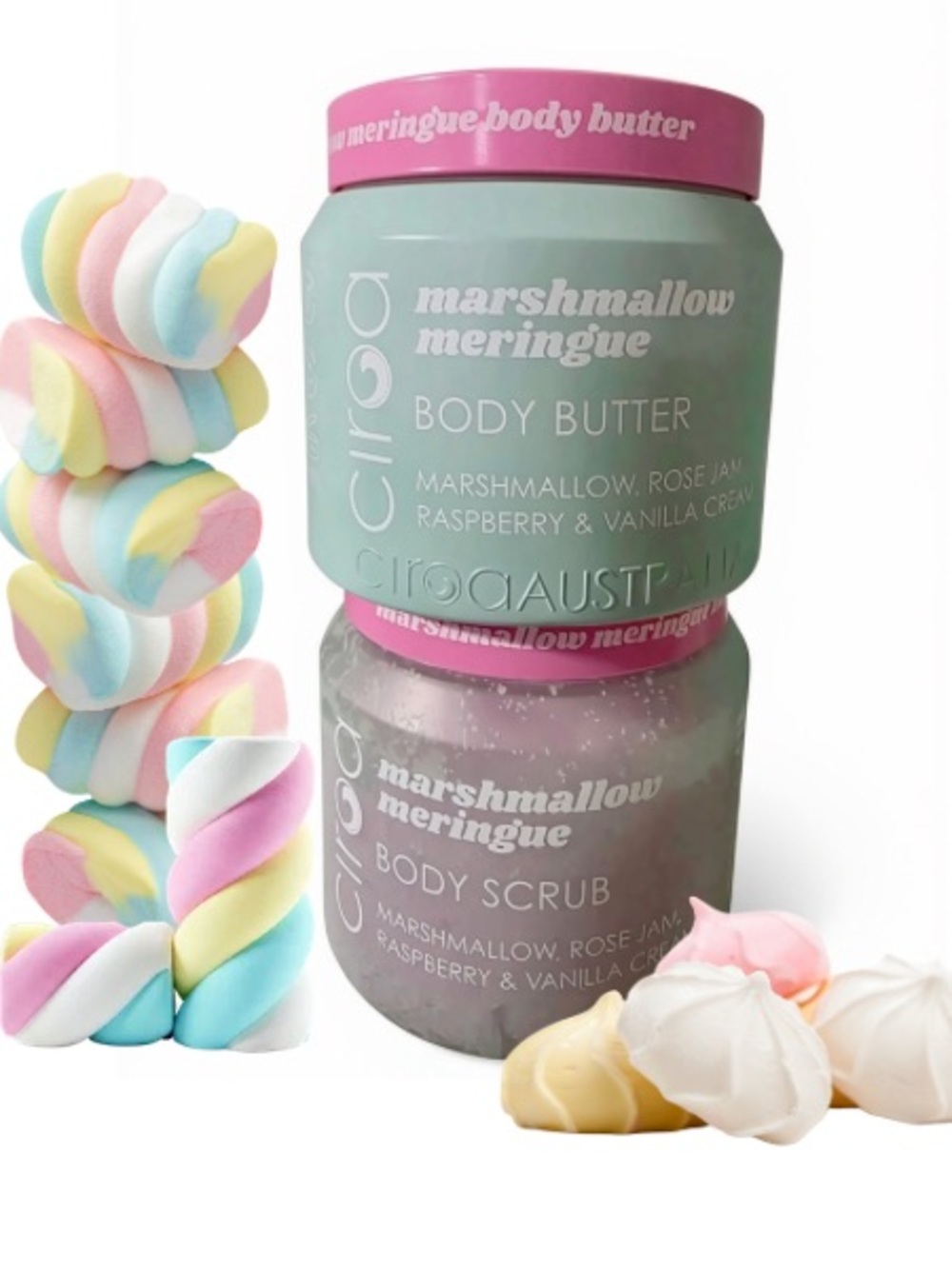 NEW NWT Ciroa Marshmallow Meringue Body Scrub & Butter full size gourmand beauty